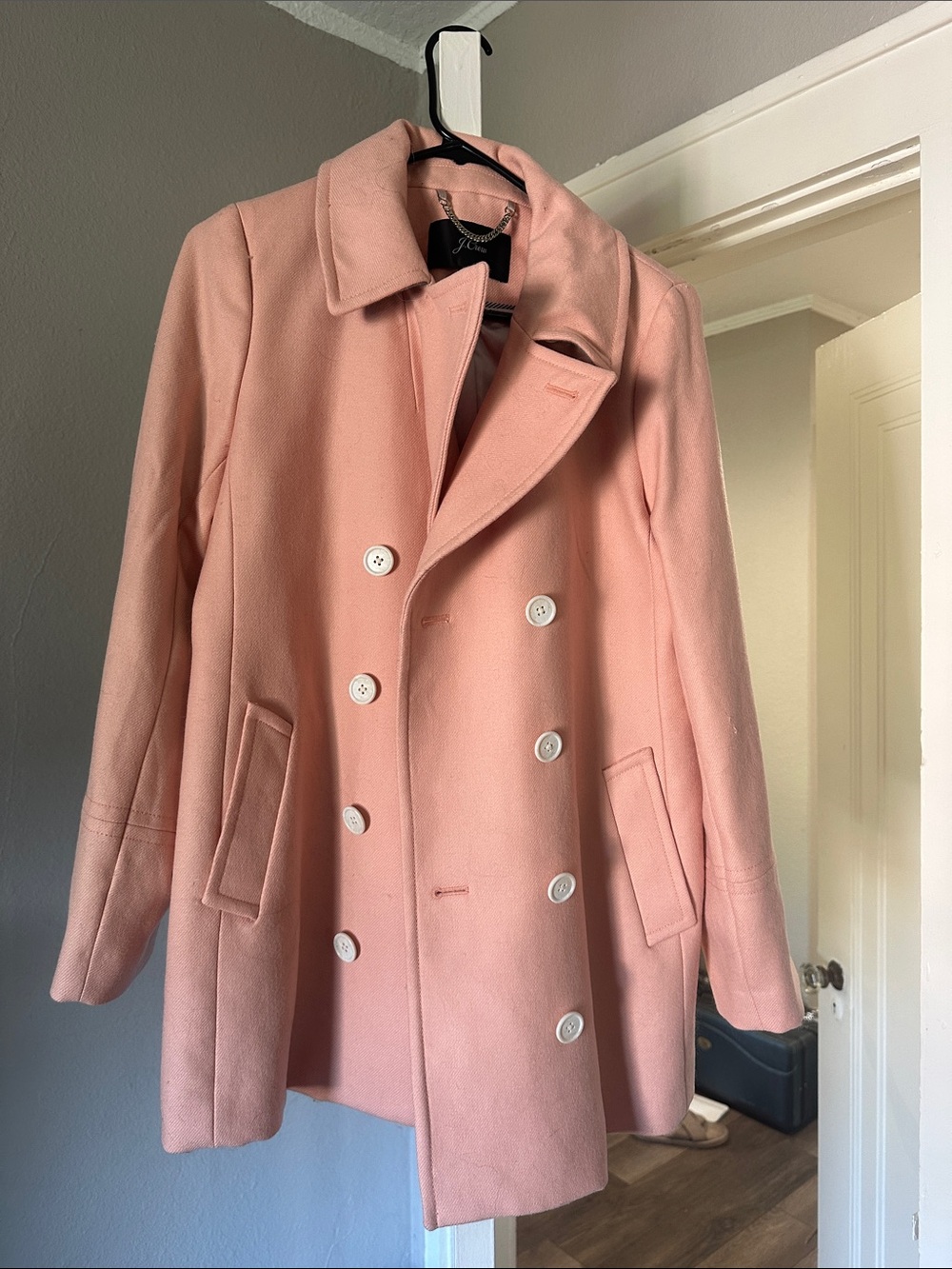 J. Crew Double-Breasted Pink Peacoat